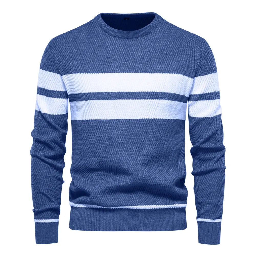 EB | Strickpullover mit Weißen Streifen Baumwolle Modern, Bequem