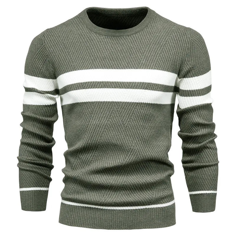 EB | Strickpullover mit Weißen Streifen Baumwolle Modern, Bequem