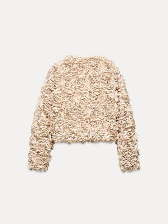 EB | Texturiertes Cropped Jacke mit langen Ärmeln