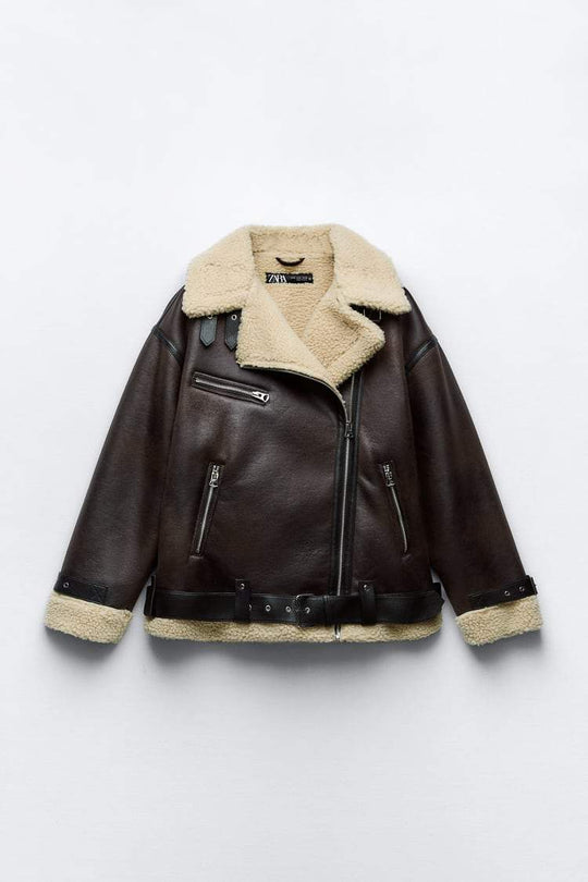 EB | Jacke mit Revers aus synthetischem Material