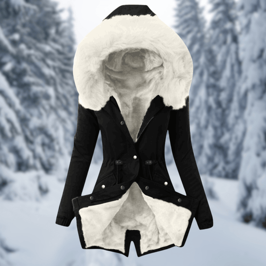 EB | Damen Baumwoll Winterjacke mit Kapuze und Pelzfütterung