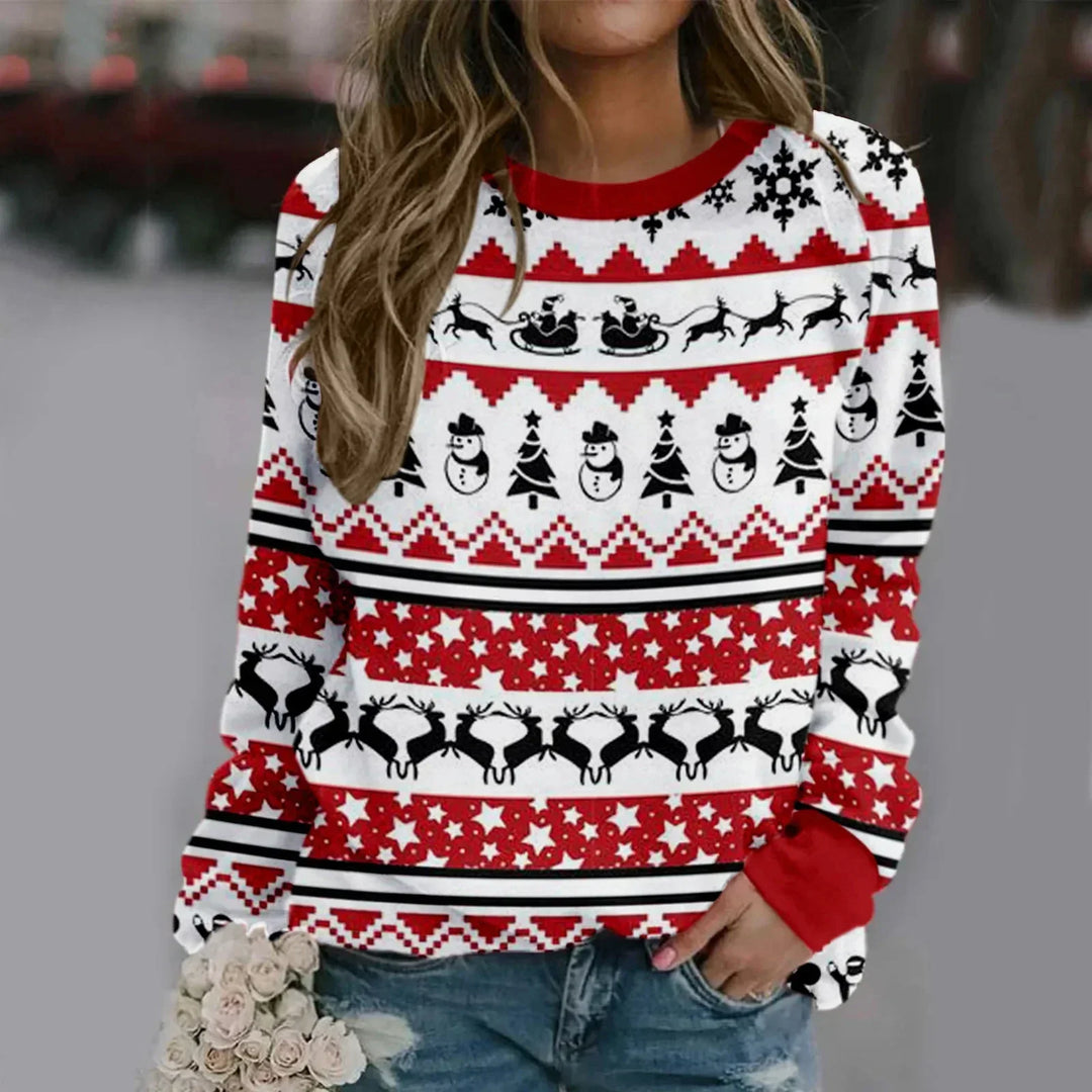 EB | Sweatshirt mit Santa-Print - Bequemer 3D-Weihnachtspullover für die Feiertage