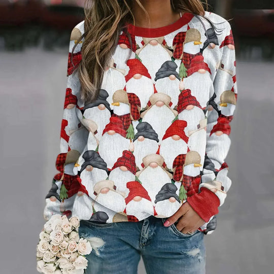 EB | Sweatshirt mit Santa-Print - Bequemer 3D-Weihnachtspullover für die Feiertage