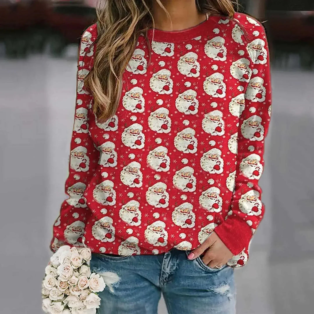 EB | Sweatshirt mit Santa-Print - Bequemer 3D-Weihnachtspullover für die Feiertage