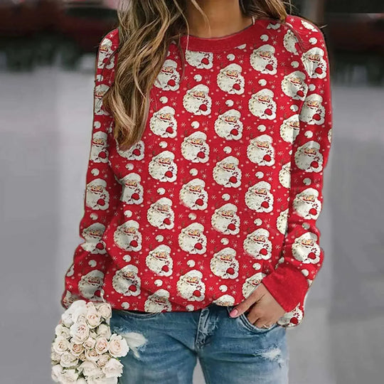 EB | Sweatshirt mit Santa-Print - Bequemer 3D-Weihnachtspullover für die Feiertage