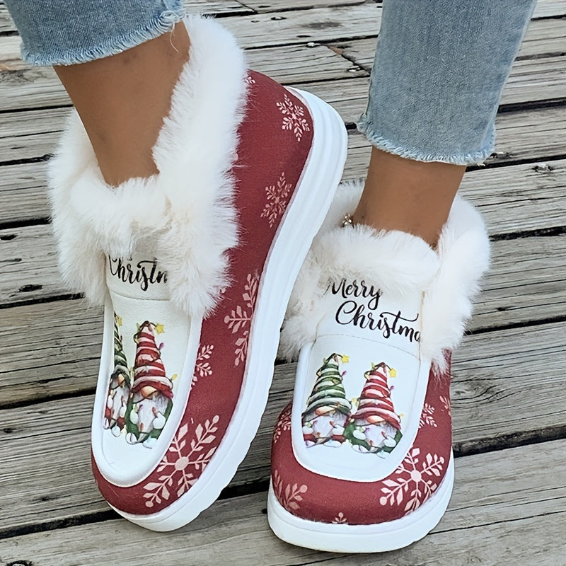 Weihnachtsschuhe - Damen Slipper mit Kunstfellfutter für den Winter EB