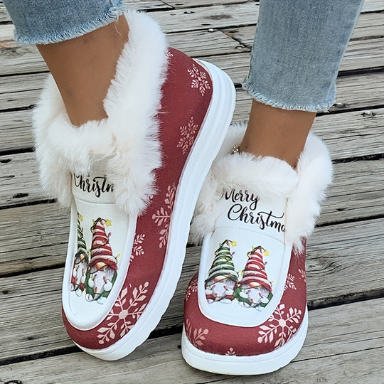 Weihnachtsschuhe - Damen Slipper mit Kunstfellfutter für den Winter EB