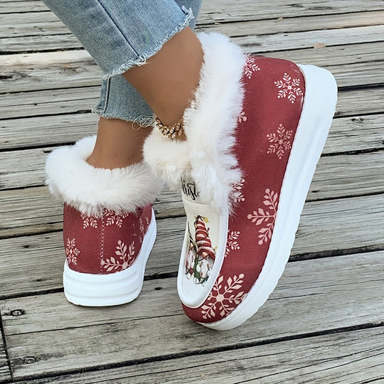 Weihnachtsschuhe - Damen Slipper mit Kunstfellfutter für den Winter EB
