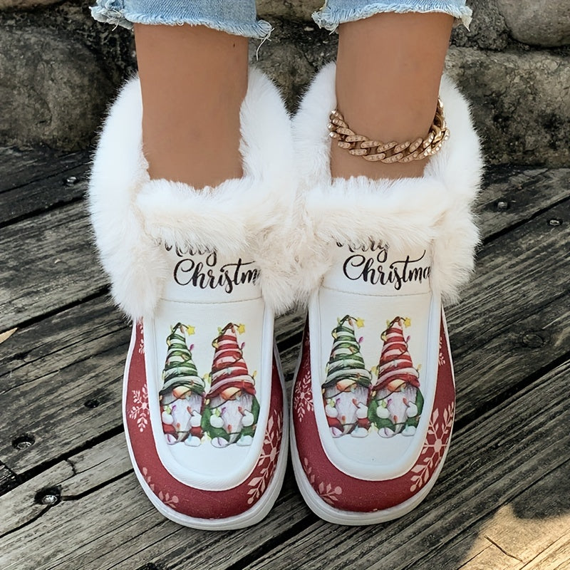 Weihnachtsschuhe - Damen Slipper mit Kunstfellfutter für den Winter EB