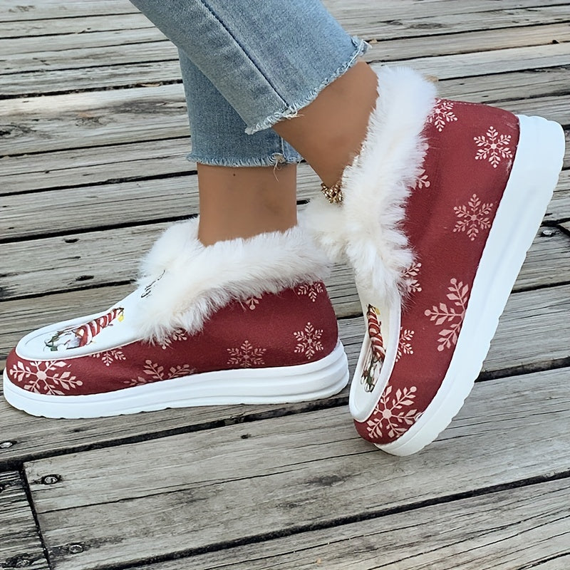 Weihnachtsschuhe - Damen Slipper mit Kunstfellfutter für den Winter EB