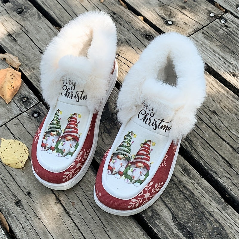 Weihnachtsschuhe - Damen Slipper mit Kunstfellfutter für den Winter EB