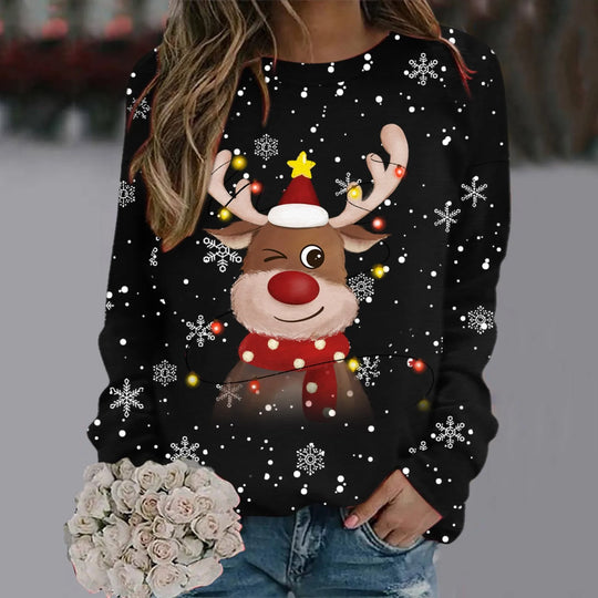 EB | Weihnachtspullover für Frauen - Weiches 3D-Rentierdesign & Warmer Komfort für die Feiertage
