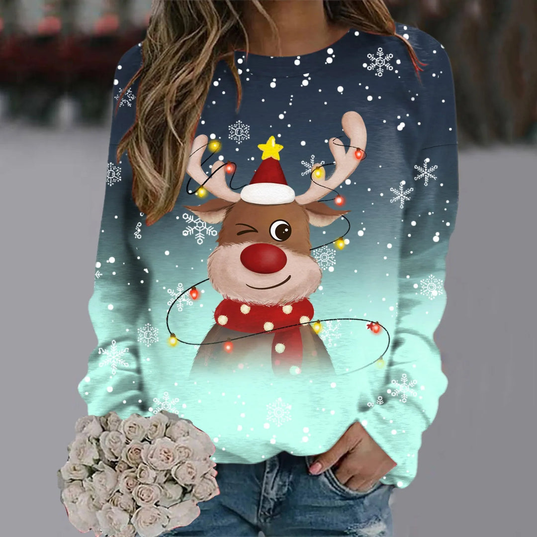 EB | Weihnachtspullover für Frauen - Weiches 3D-Rentierdesign & Warmer Komfort für die Feiertage