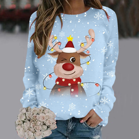 EB | Weihnachtspullover für Frauen - Weiches 3D-Rentierdesign & Warmer Komfort für die Feiertage