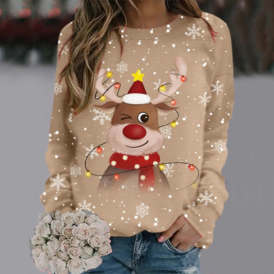 EB | Weihnachtspullover für Frauen - Weiches 3D-Rentierdesign & Warmer Komfort für die Feiertage