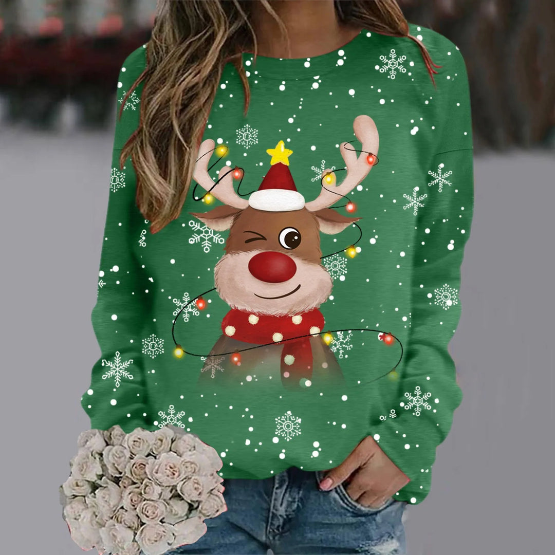 EB | Weihnachtspullover für Frauen - Weiches 3D-Rentierdesign & Warmer Komfort für die Feiertage