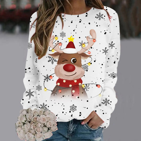 EB | Weihnachtspullover für Frauen - Weiches 3D-Rentierdesign & Warmer Komfort für die Feiertage