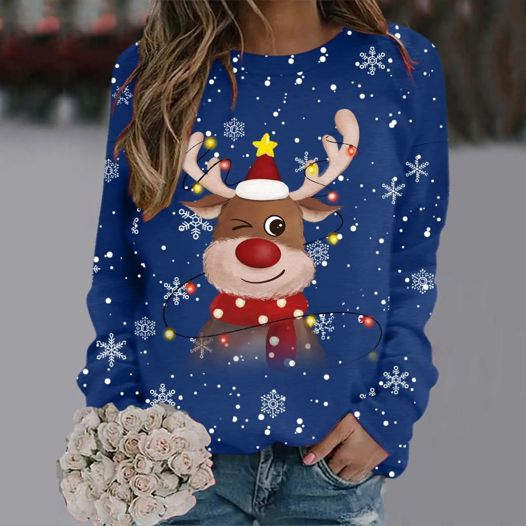EB | Weihnachtspullover für Frauen - Weiches 3D-Rentierdesign & Warmer Komfort für die Feiertage