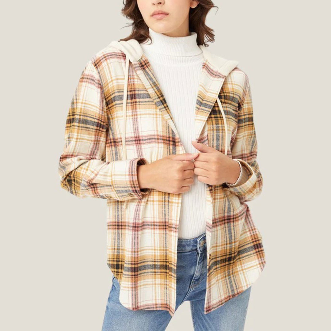 EB | Karierte Hemd mit Kapuze und Knöpfen Baumwolle/polyester Lässig und Trendy