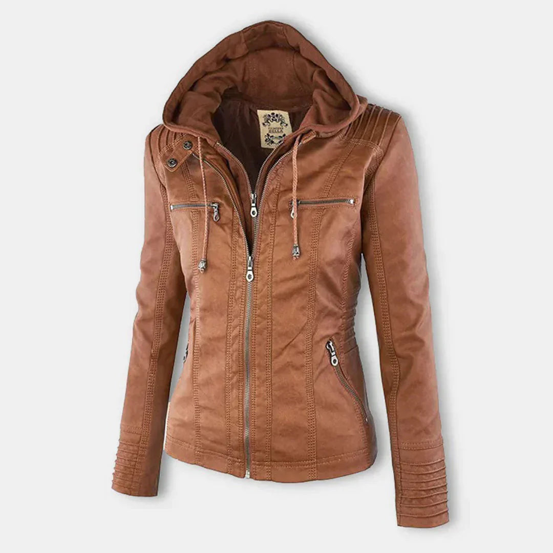 EB | Elegantes Motorradjacke mit Kapuze Aus Hochwertigem Leder