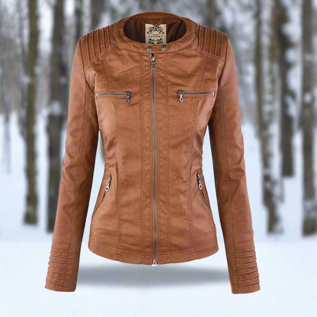 EB | Bikerjacke - Kunstleder - Slim Fit - Kapuze mit Kordelzug - Reißverschlusstaschen