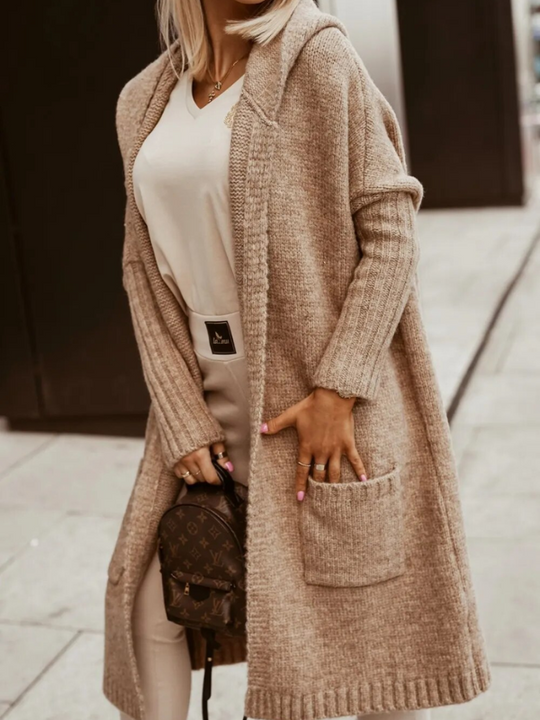 EB | langer Cardigan mit Kapuze Weich & Warm