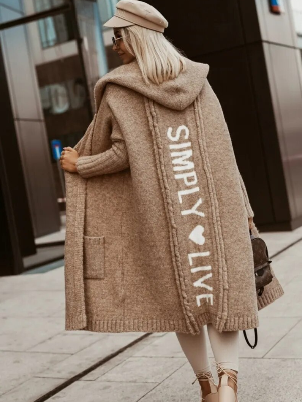 EB | langer Cardigan mit Kapuze Weich & Warm