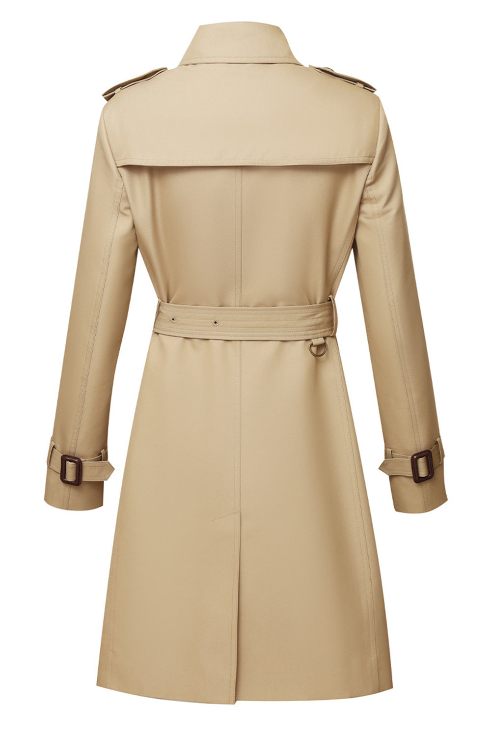EB | Damen Langer Slim Fit Trenchcoat mit Gürtel und Doppelreihigen Knöpfen