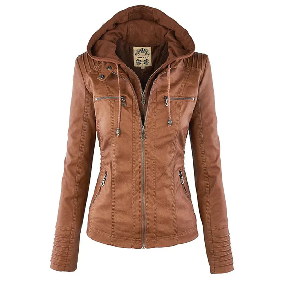 EB | Elegantes Motorradjacke mit Kapuze Aus Hochwertigem Leder