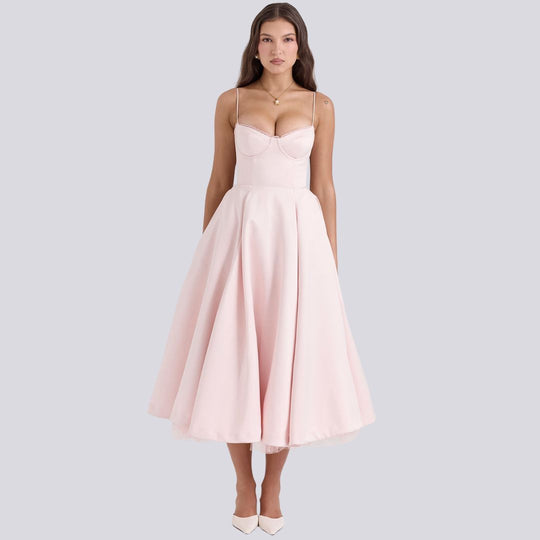 EB | Stilvolle V-Ausschnitt A-Linien Maxi Kleid