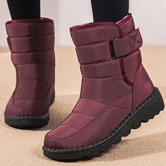 EB | Damen wasserfeste Winterstiefel mit Futter aus Pelz, schwarz