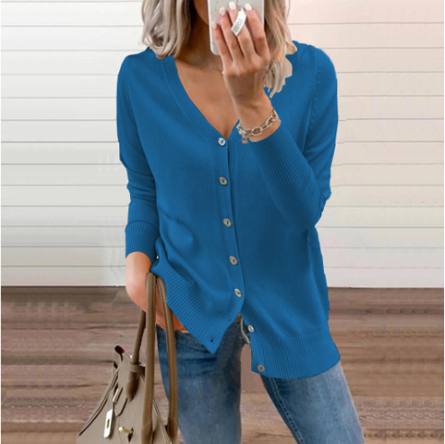 EB | Damen Strickcardigan mit V-Ausschnitt und Knopfschluss