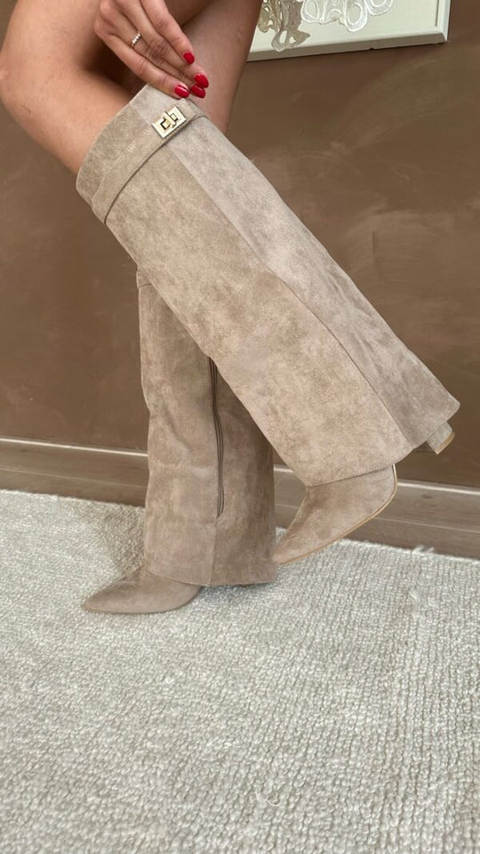 Knöchelhohe Stiefel | High Heel | Reißverschluss | Wildlederstiefel | Damenstiefel EB