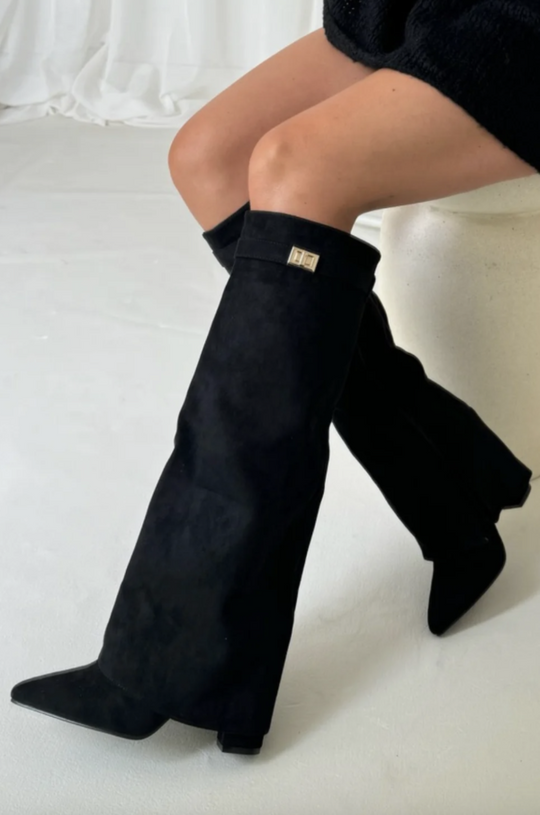 Knöchelhohe Stiefel | High Heel | Reißverschluss | Wildlederstiefel | Damenstiefel EB