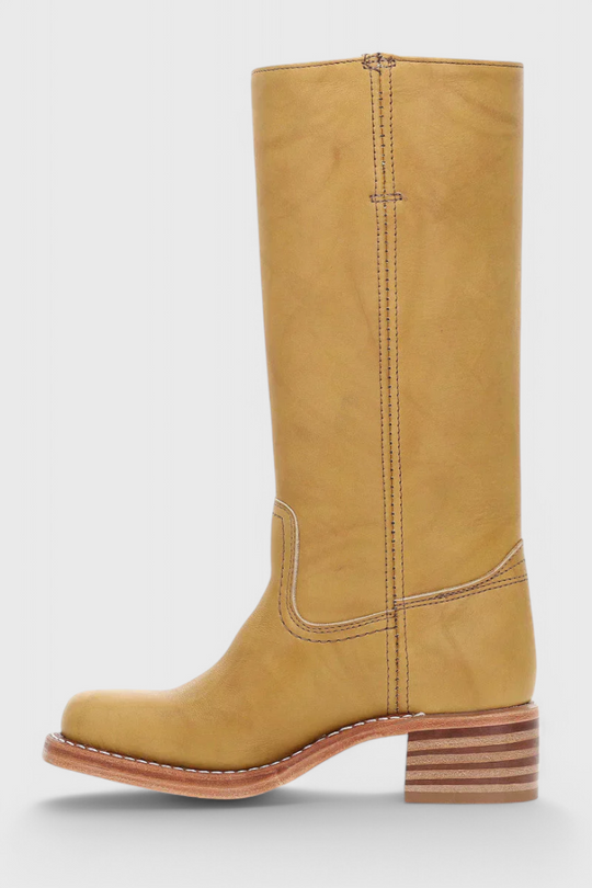 Knielange Stiefel - Damen Weite Wade Stiefel mit Blockabsatz EB