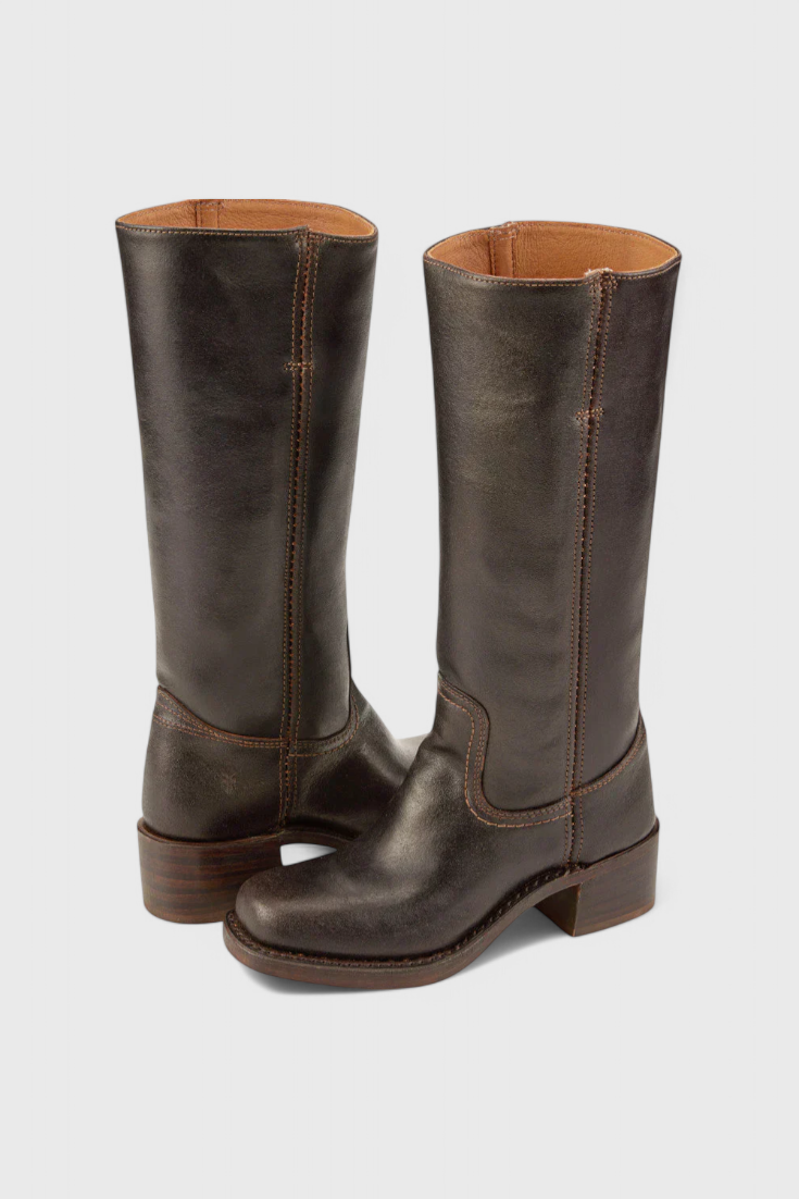 Knielange Stiefel - Damen Weite Wade Stiefel mit Blockabsatz EB