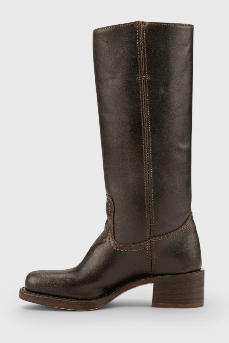 Knielange Stiefel - Damen Weite Wade Stiefel mit Blockabsatz EB