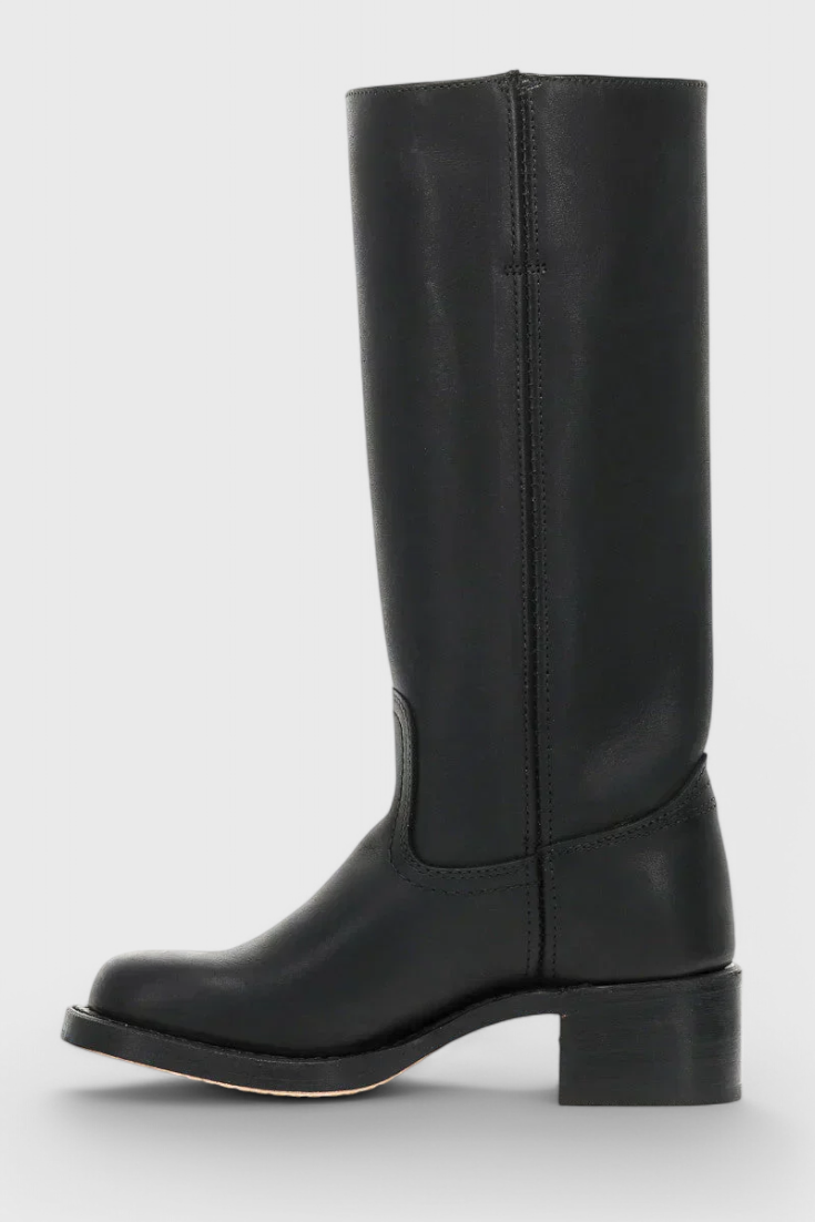 Knielange Stiefel - Damen Weite Wade Stiefel mit Blockabsatz EB