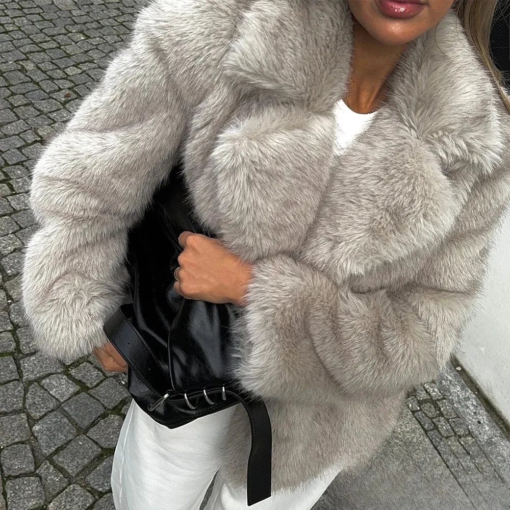 EB | Vintage - Damen Winterjacke mit Kunstfell und Revers