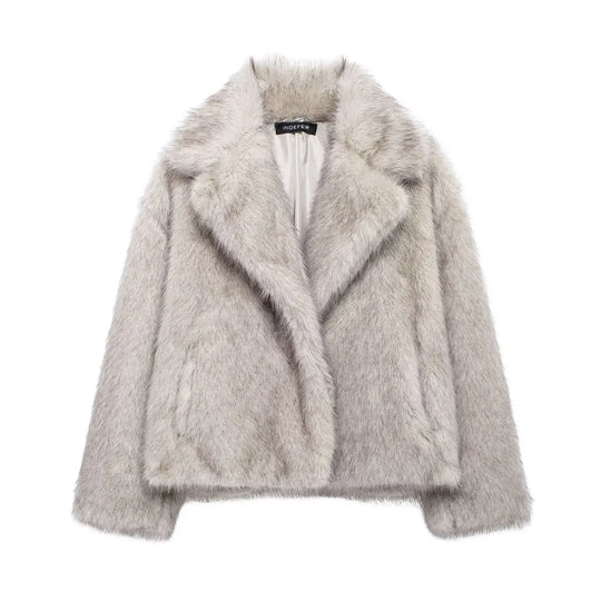EB | Vintage - Damen Winterjacke mit Kunstfell und Revers