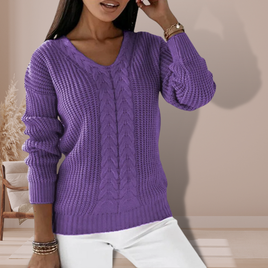 EB | Strickpullover mit V-ausschnitt Weiche Acryl Klassisch und Komfortabel
