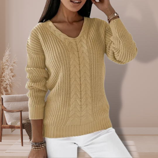 EB | Strickpullover mit V-ausschnitt Weiche Acryl Klassisch und Komfortabel