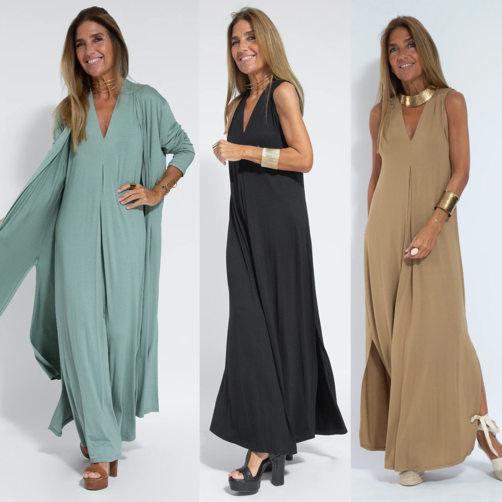 EB | Ensemble Bestehend Aus Einem Langen, Figurformenden Kleid und Einer Weste