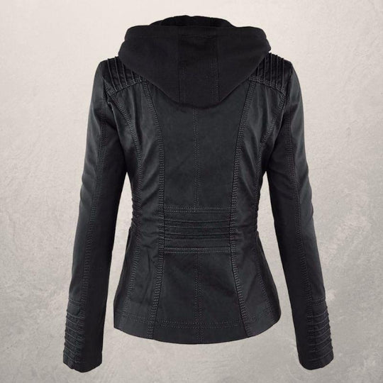 EB | Kunstlederjacke Slim Fit Kapuzenzip Jacke