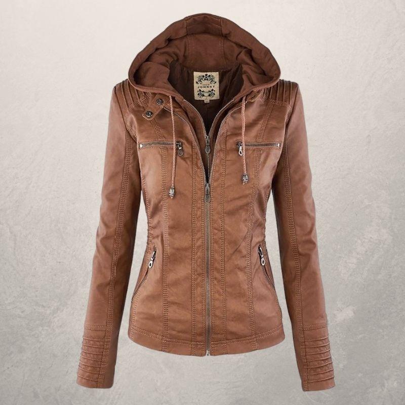 EB | Kunstlederjacke Slim Fit Kapuzenzip Jacke