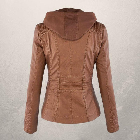EB | Lederjacke - Kunstleder Slim Fit Kapuzenzip-Jacke
