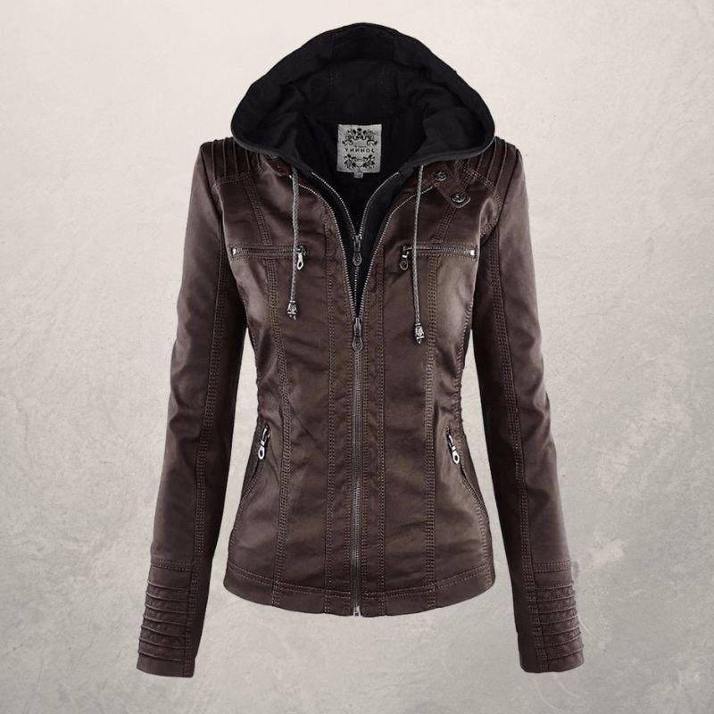 EB | Kunstlederjacke Slim Fit Kapuzenzip Jacke