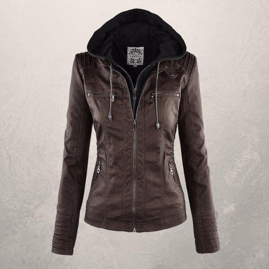 EB | Kunstlederjacke Slim Fit Kapuzenzip Jacke