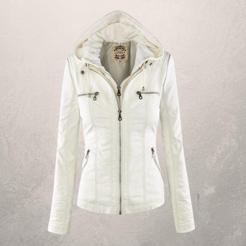 EB | Lederjacke - Kunstleder Slim Fit Kapuzenzip-Jacke