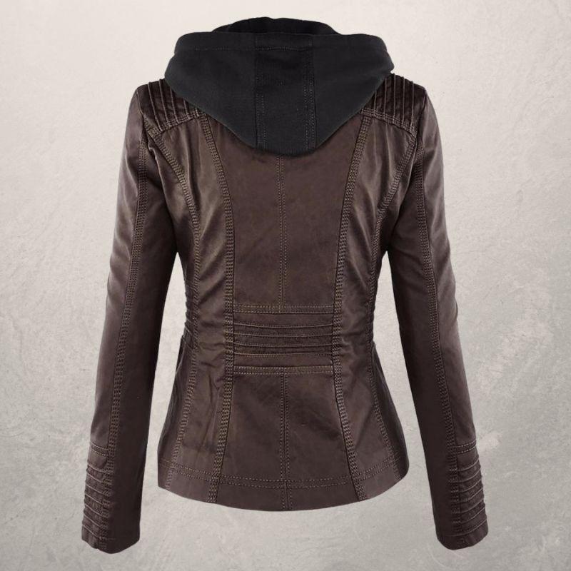 EB | Kunstlederjacke Slim Fit Kapuzenzip Jacke